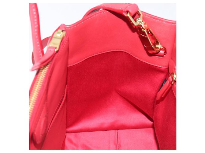 Saco Tote Miu Miu em couro 2 vias vermelho tom dourado Auth ka6072A - vista 21