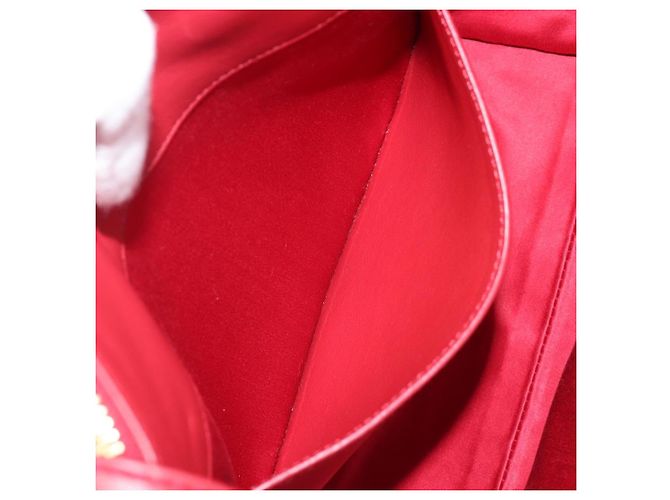 Saco Tote Miu Miu em couro 2 vias vermelho tom dourado Auth ka6072A - vista 24