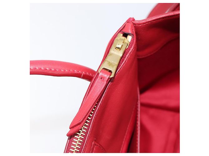 Saco Tote Miu Miu em couro 2 vias vermelho tom dourado Auth ka6072A - vista 25