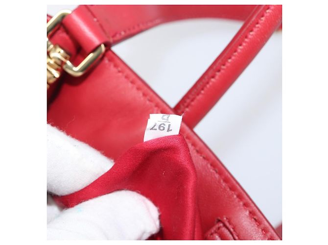 Saco Tote Miu Miu em couro 2 vias vermelho tom dourado Auth ka6072A - vista 27