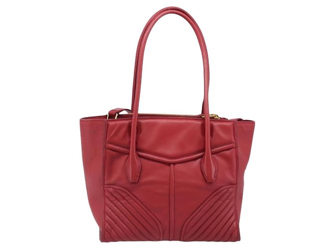 Saco Tote Miu Miu em couro 2 vias vermelho tom dourado Auth ka6072A - vista 3