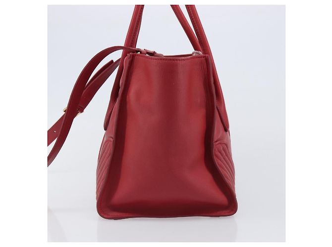 Saco Tote Miu Miu em couro 2 vias vermelho tom dourado Auth ka6072A - vista 4