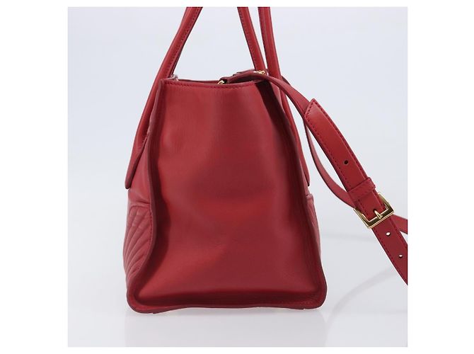 Saco Tote Miu Miu em couro 2 vias vermelho tom dourado Auth ka6072A - vista 5