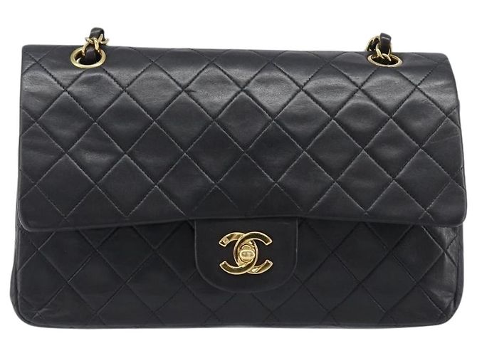 Borsa a tracolla CHANEL Chain Matelasse 25 in pelle d'agnello nera e oro CC Auth 200542SAM Nero D'oro - vista 2