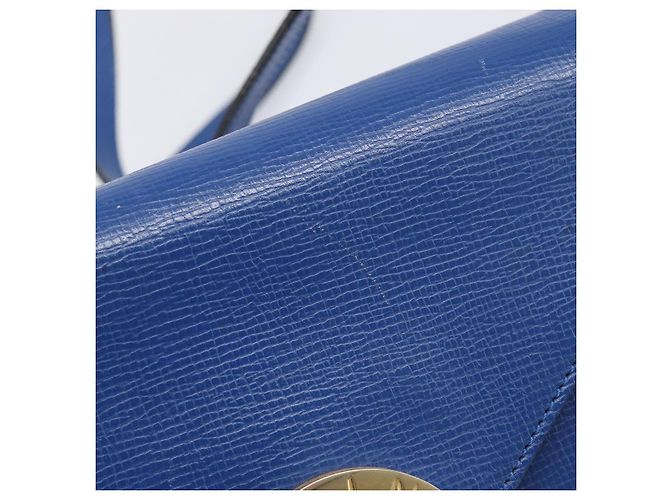 Céline Bolsa de Ombro Circle CELINE em Couro Azul e Ouro Auth 202918A Dourado - vista 17