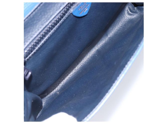 Céline Bolsa de Ombro Circle CELINE em Couro Azul e Ouro Auth 202918A Dourado - vista 21