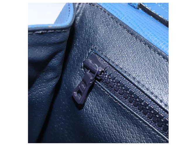 Céline Bolsa de Ombro Circle CELINE em Couro Azul e Ouro Auth 202918A Dourado - vista 24