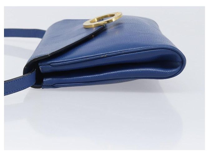 Céline Bolsa de Ombro Circle CELINE em Couro Azul e Ouro Auth 202918A Dourado - vista 5