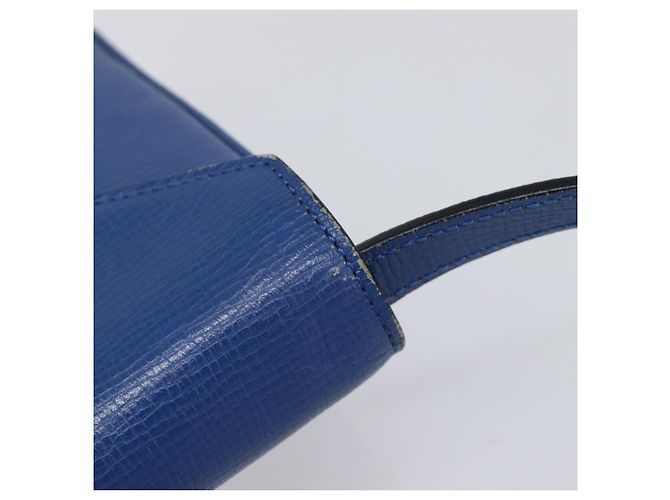 Céline Bolsa de Ombro Circle CELINE em Couro Azul e Ouro Auth 202918A Dourado - vista 7