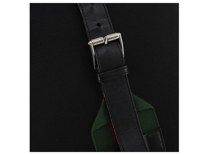 Zaino GUCCI Web Sherry Line Canvas Leather Black Silver 337075 Auth hk4063A Nero Argento - vista 17