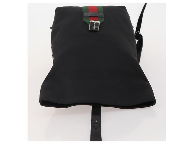Zaino GUCCI Web Sherry Line Canvas Leather Black Silver 337075 Auth hk4063A Nero Argento - vista 18