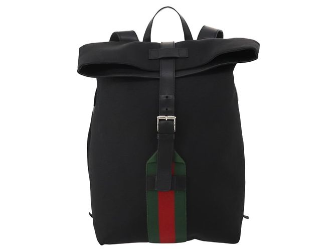 Zaino GUCCI Web Sherry Line Canvas Leather Black Silver 337075 Auth hk4063A Nero Argento - vista 2