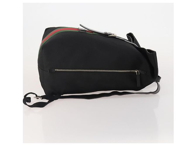 Zaino GUCCI Web Sherry Line Canvas Leather Black Silver 337075 Auth hk4063A Nero Argento - vista 4