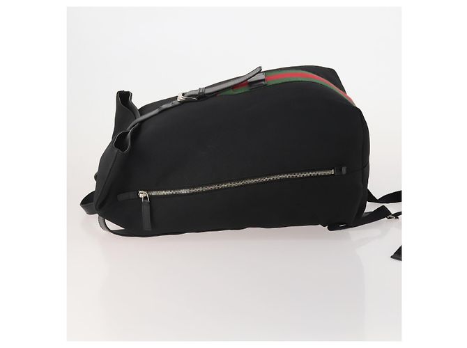 Zaino GUCCI Web Sherry Line Canvas Leather Black Silver 337075 Auth hk4063A Nero Argento - vista 5