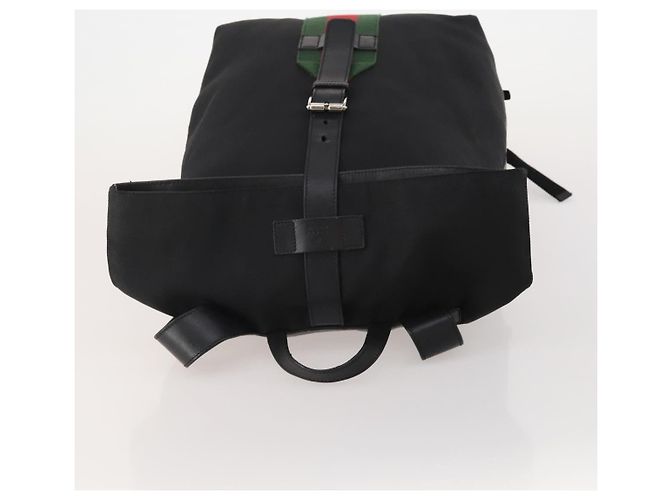 Zaino GUCCI Web Sherry Line Canvas Leather Black Silver 337075 Auth hk4063A Nero Argento - vista 6
