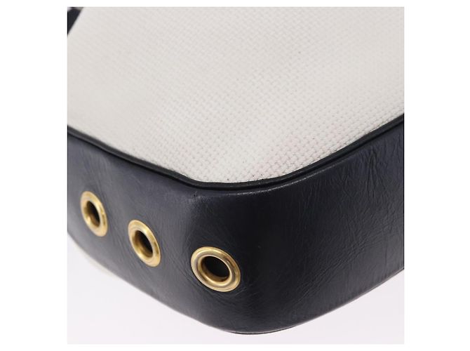 Autre Marque Borsa a tracolla SAINT LAURENT PVC Canvas Navy White Auth 197773 Bianco Blu navy - vista 11