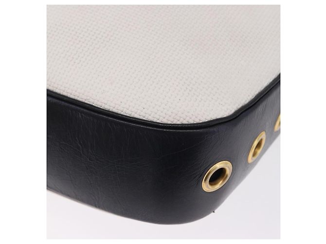 Autre Marque Borsa a tracolla SAINT LAURENT PVC Canvas Navy White Auth 197773 Bianco Blu navy - vista 14