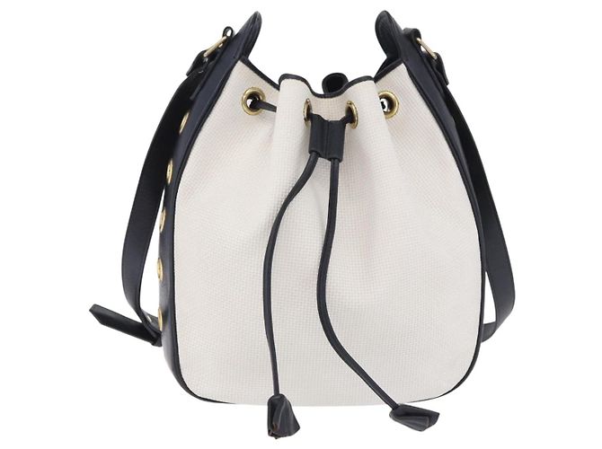 Autre Marque Borsa a tracolla SAINT LAURENT PVC Canvas Navy White Auth 197773 Bianco Blu navy - vista 2