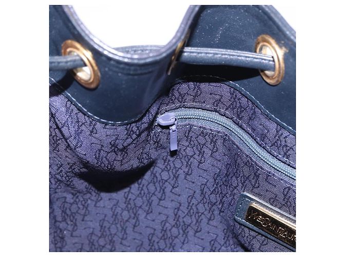 Autre Marque Borsa a tracolla SAINT LAURENT PVC Canvas Navy White Auth 197773 Bianco Blu navy - vista 21