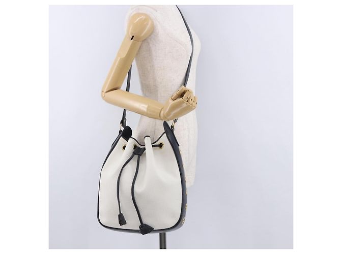 Autre Marque Borsa a tracolla SAINT LAURENT PVC Canvas Navy White Auth 197773 Bianco Blu navy - vista 23