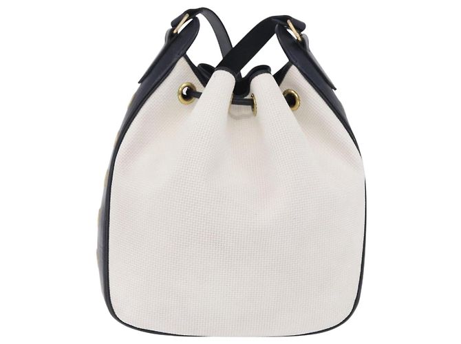 Autre Marque Borsa a tracolla SAINT LAURENT PVC Canvas Navy White Auth 197773 Bianco Blu navy - vista 3