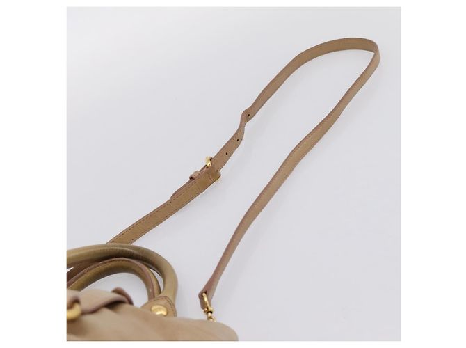 Borsa a mano Miu Miu Vitellolux 2way Beige Gold Auth 202892V D'oro - vista 10