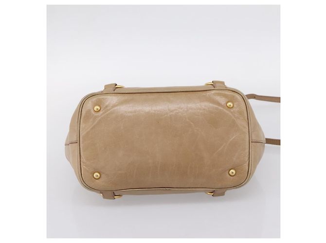 Borsa a mano Miu Miu Vitellolux 2way Beige Gold Auth 202892V D'oro - vista 11