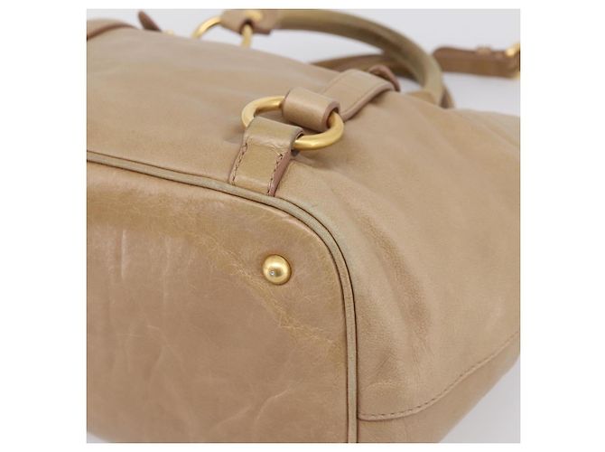 Borsa a mano Miu Miu Vitellolux 2way Beige Gold Auth 202892V D'oro - vista 12