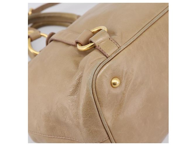Borsa a mano Miu Miu Vitellolux 2way Beige Gold Auth 202892V D'oro - vista 13