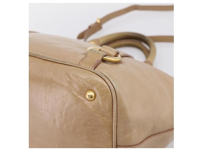 Borsa a mano Miu Miu Vitellolux 2way Beige Gold Auth 202892V D'oro - vista 14