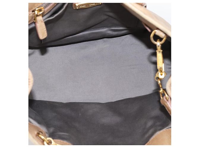 Borsa a mano Miu Miu Vitellolux 2way Beige Gold Auth 202892V D'oro - vista 17