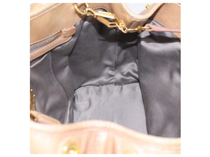 Borsa a mano Miu Miu Vitellolux 2way Beige Gold Auth 202892V D'oro - vista 18