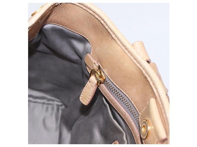 Borsa a mano Miu Miu Vitellolux 2way Beige Gold Auth 202892V D'oro - vista 20