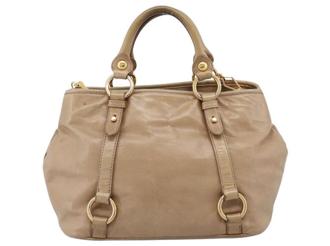 Borsa a mano Miu Miu Vitellolux 2way Beige Gold Auth 202892V D'oro - vista 3