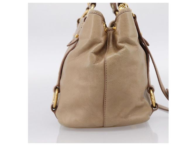 Borsa a mano Miu Miu Vitellolux 2way Beige Gold Auth 202892V D'oro - vista 4
