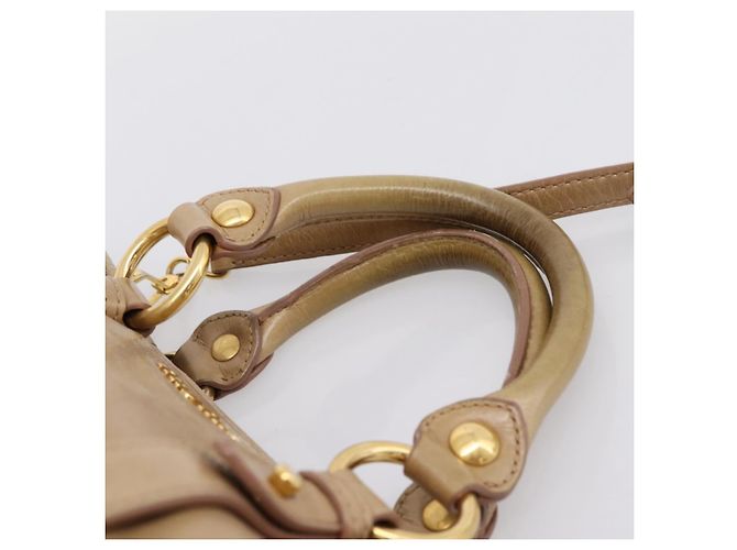 Borsa a mano Miu Miu Vitellolux 2way Beige Gold Auth 202892V D'oro - vista 8