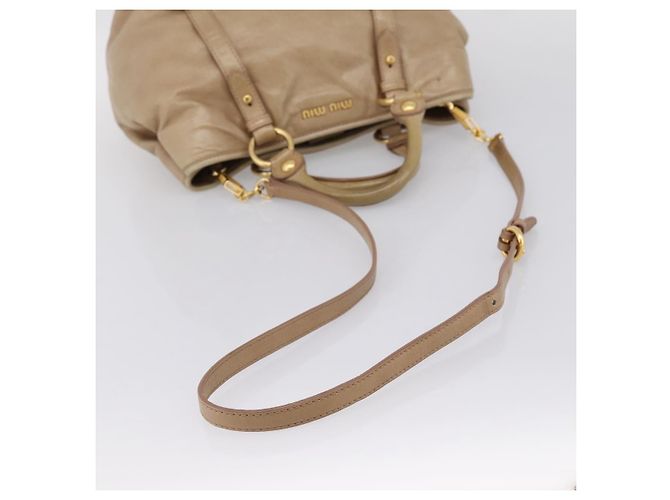 Borsa a mano Miu Miu Vitellolux 2way Beige Gold Auth 202892V D'oro - vista 9