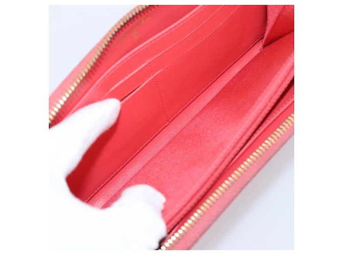 CHANEL Matelasse Lange Geldbörse aus Kaviarleder Orange Goldfarbenes CC Auth 203090 - Ansicht 17