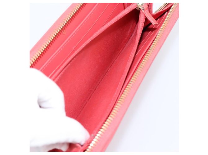 CHANEL Matelasse Lange Geldbörse aus Kaviarleder Orange Goldfarbenes CC Auth 203090 - Ansicht 19