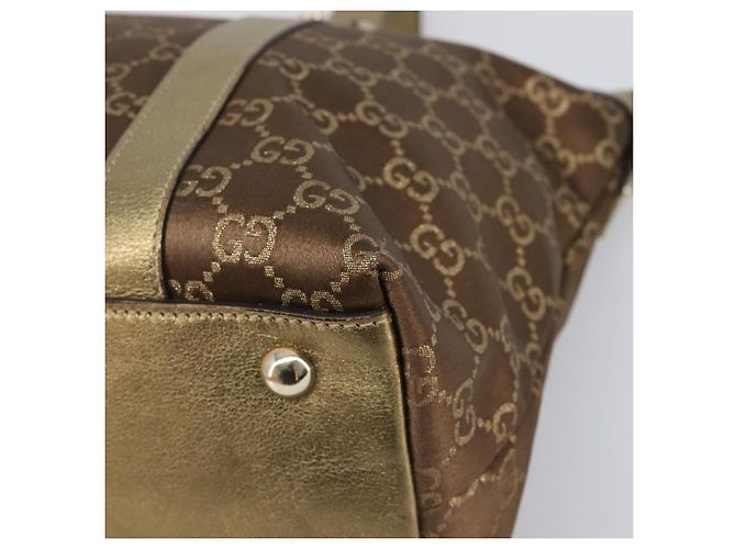 Borsa a mano GUCCI GG Canvas Beige Oro 141470 Auth mr2913 D'oro - vista 11