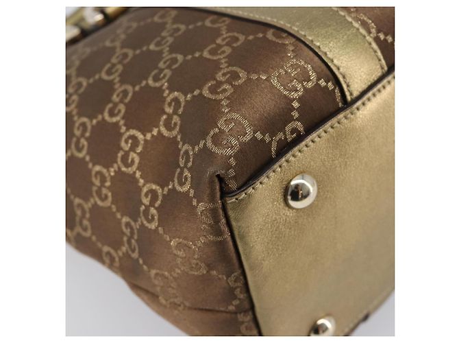 Borsa a mano GUCCI GG Canvas Beige Oro 141470 Auth mr2913 D'oro - vista 14