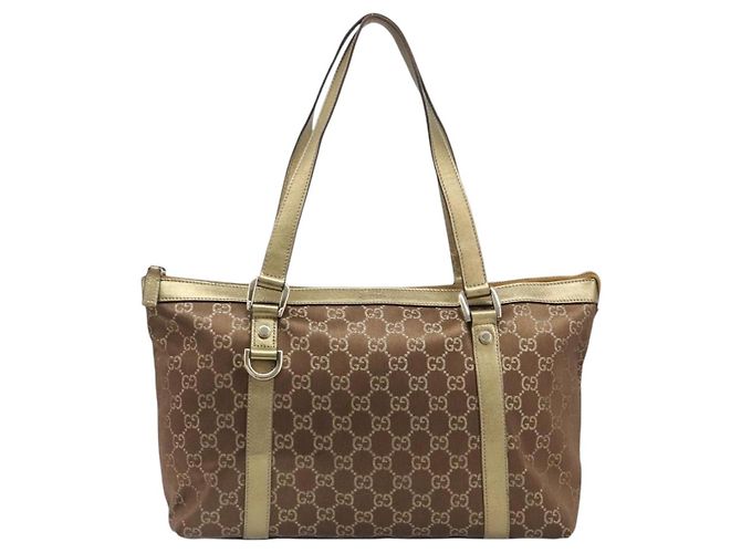 Borsa a mano GUCCI GG Canvas Beige Oro 141470 Auth mr2913 D'oro - vista 2