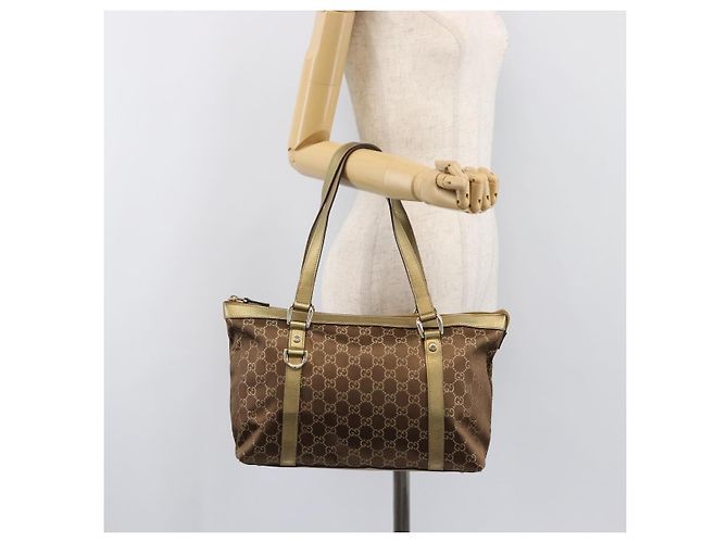 Borsa a mano GUCCI GG Canvas Beige Oro 141470 Auth mr2913 D'oro - vista 25