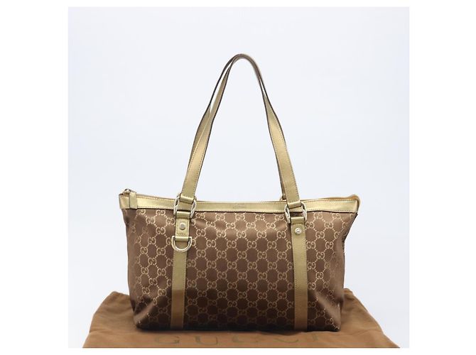 Borsa a mano GUCCI GG Canvas Beige Oro 141470 Auth mr2913 D'oro - vista 26