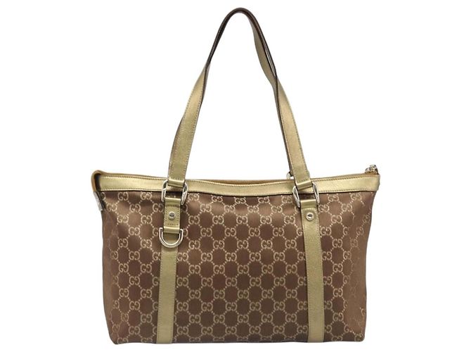Borsa a mano GUCCI GG Canvas Beige Oro 141470 Auth mr2913 D'oro - vista 3