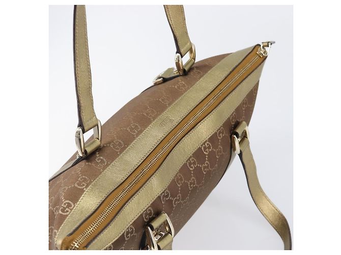 Borsa a mano GUCCI GG Canvas Beige Oro 141470 Auth mr2913 D'oro - vista 6