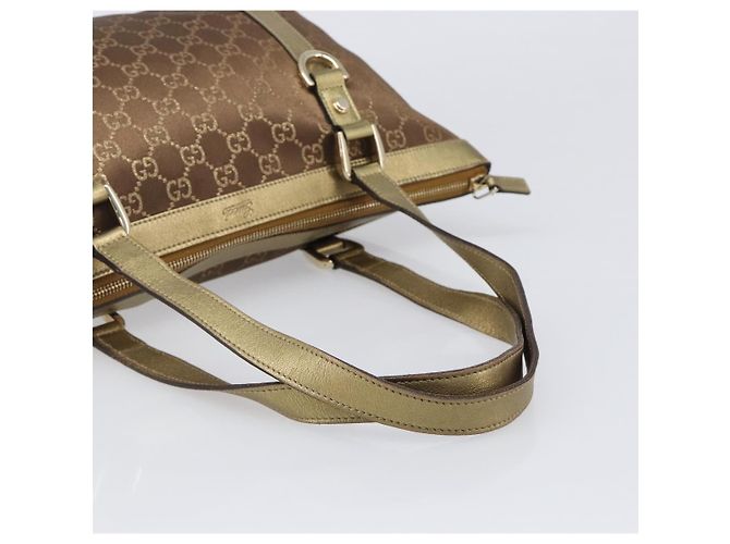 Borsa a mano GUCCI GG Canvas Beige Oro 141470 Auth mr2913 D'oro - vista 7