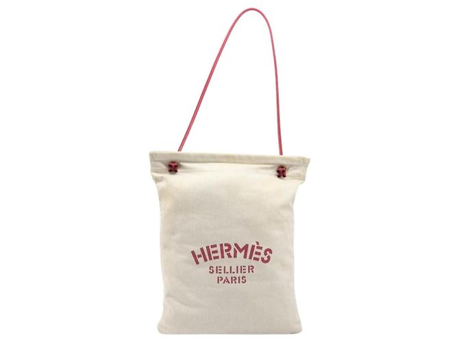Hermès Borsa a tracolla HERMES Aline PM Canvas Beige Red Auth 202310 Rosso - vista 2