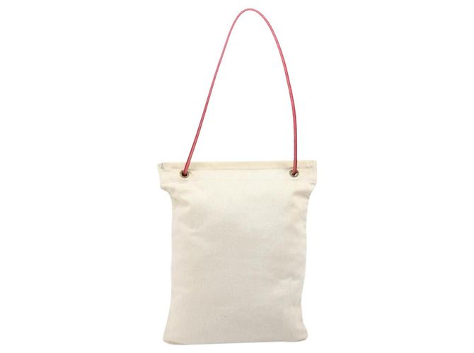 Hermès Borsa a tracolla HERMES Aline PM Canvas Beige Red Auth 202310 Rosso - vista 3