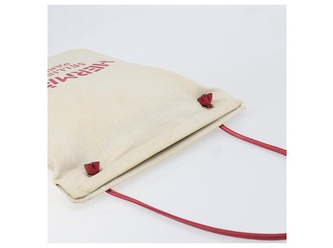 Hermès Borsa a tracolla HERMES Aline PM Canvas Beige Red Auth 202310 Rosso - vista 6